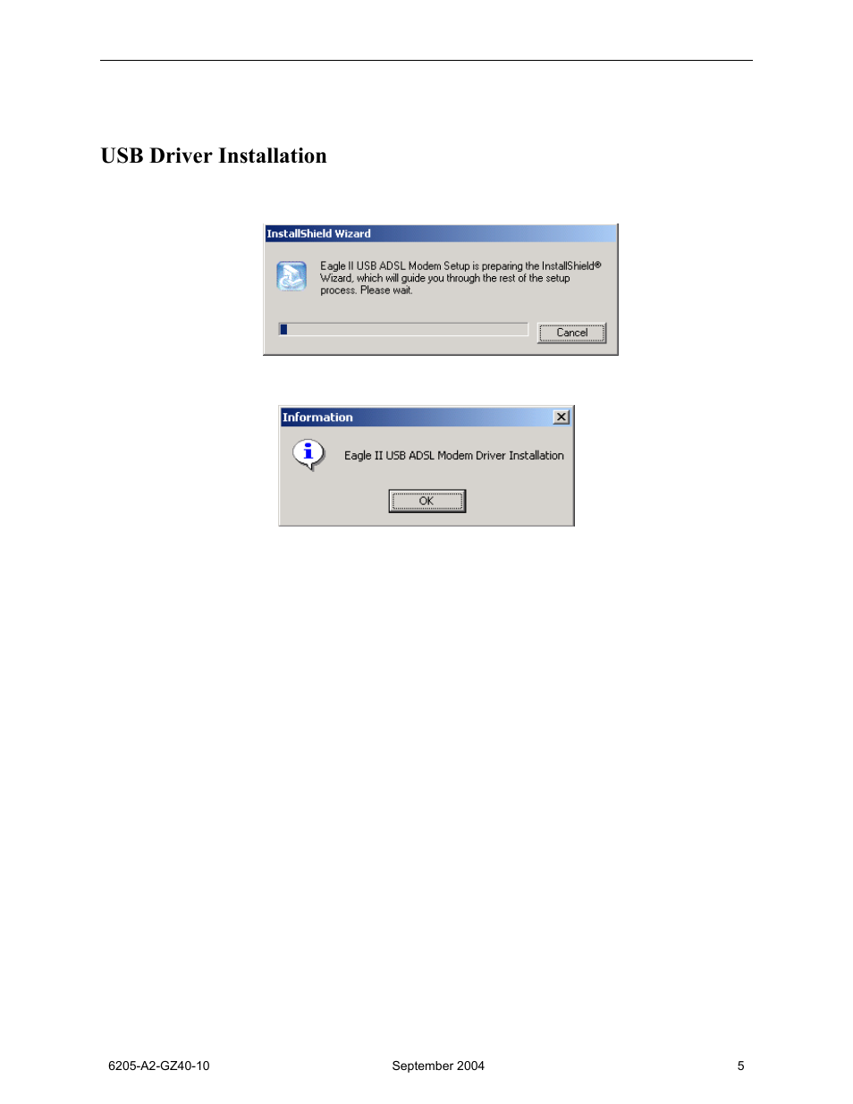 Usb driver installation | Paradyne 6205 User Manual | Page 5 / 15