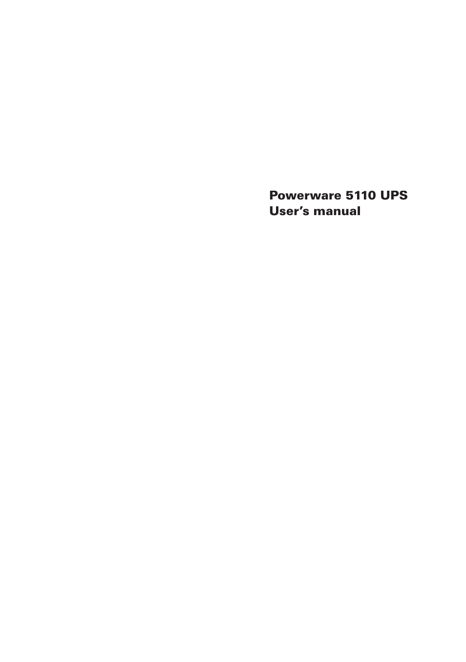 Powerware 5110 User Manual | 14 pages
