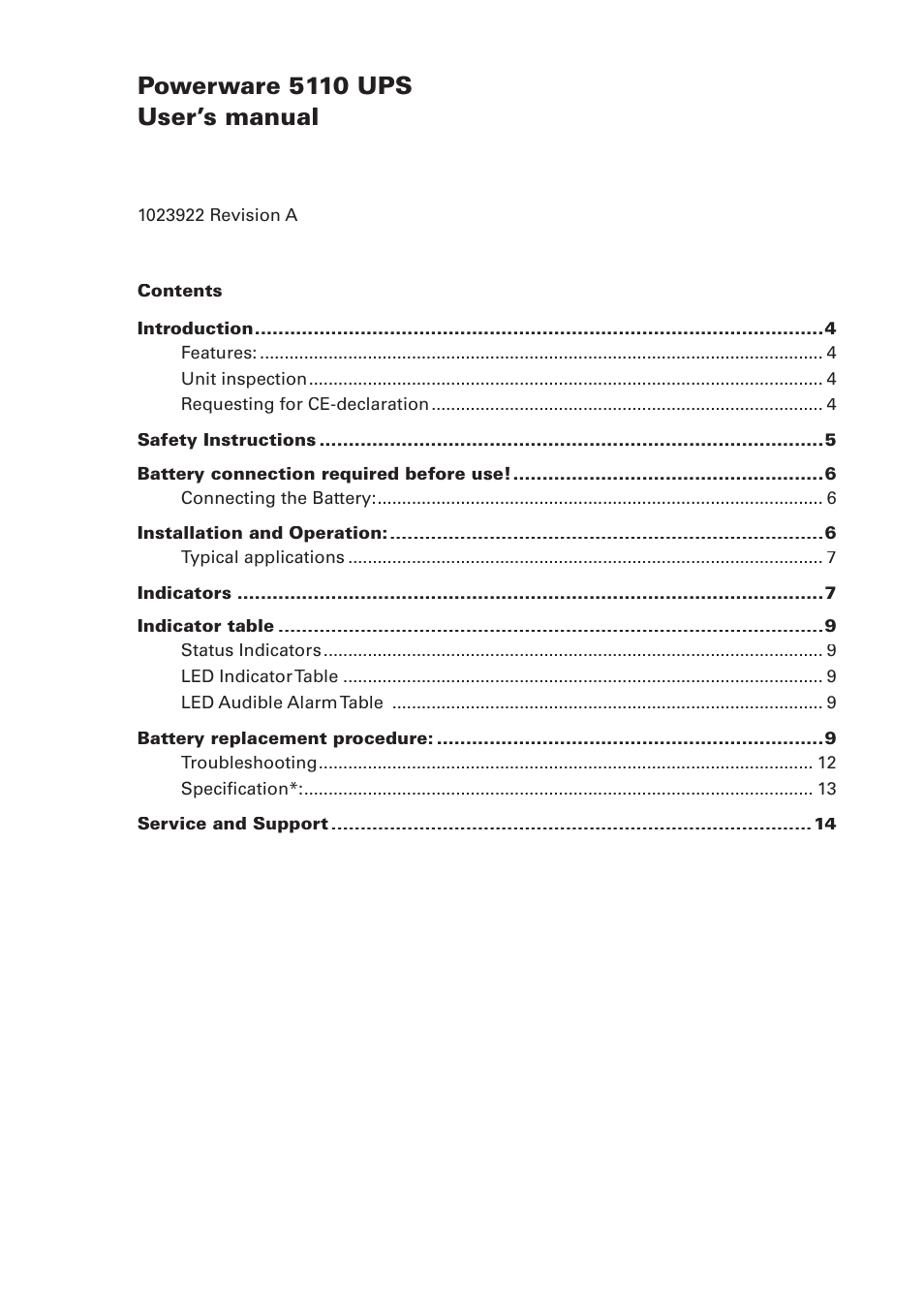 Powerware 5110 ups user’s manual | Powerware 5110 User Manual | Page 3 / 14