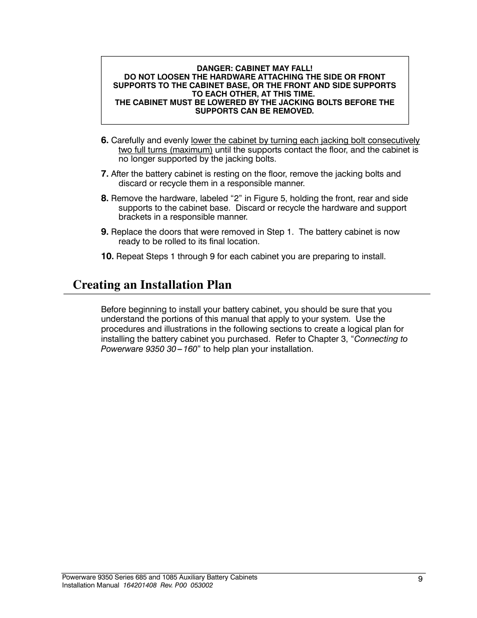Creating an installation plan | Powerware 685 User Manual | Page 15 / 54