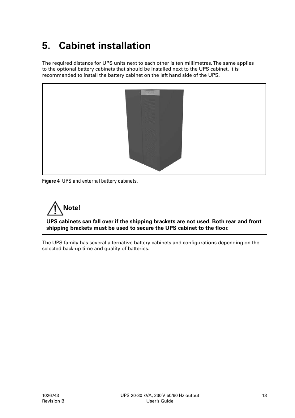 Cabinet installation | Powerware 9155 UPS20-30kVA User Manual | Page 13 / 52