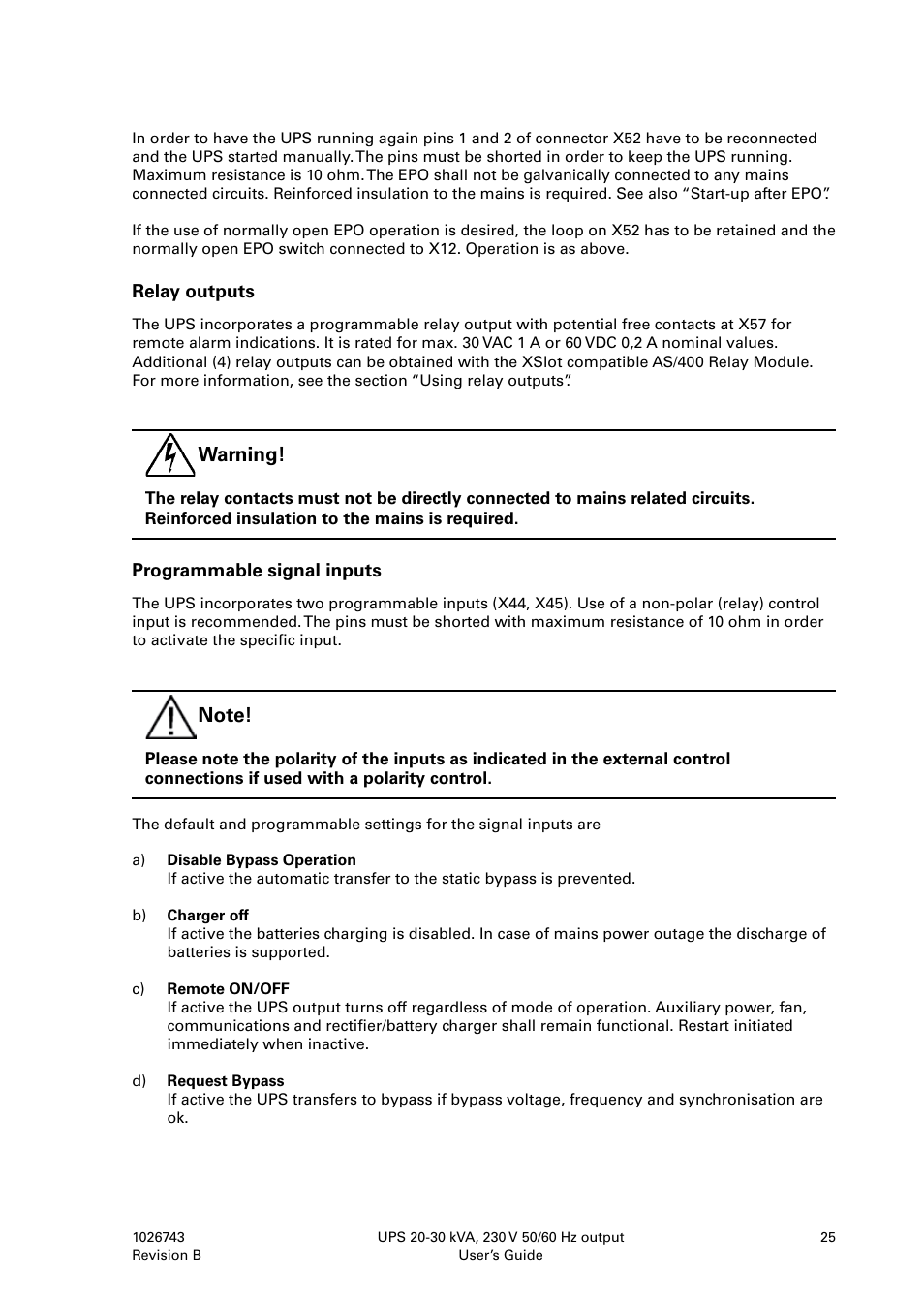 Warning | Powerware 9155 UPS20-30kVA User Manual | Page 25 / 52