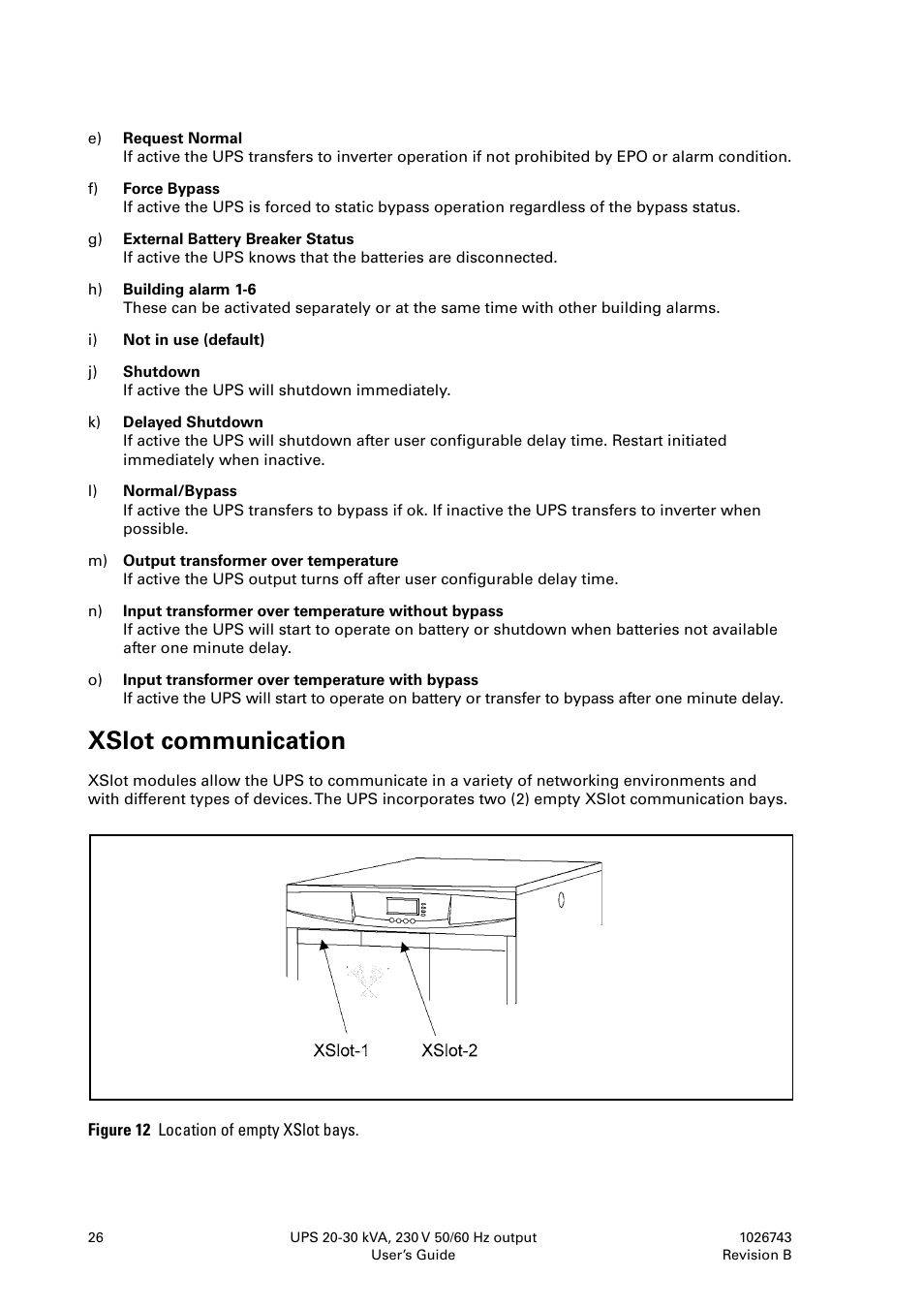 Xslot communication | Powerware 9155 UPS20-30kVA User Manual | Page 26 / 52