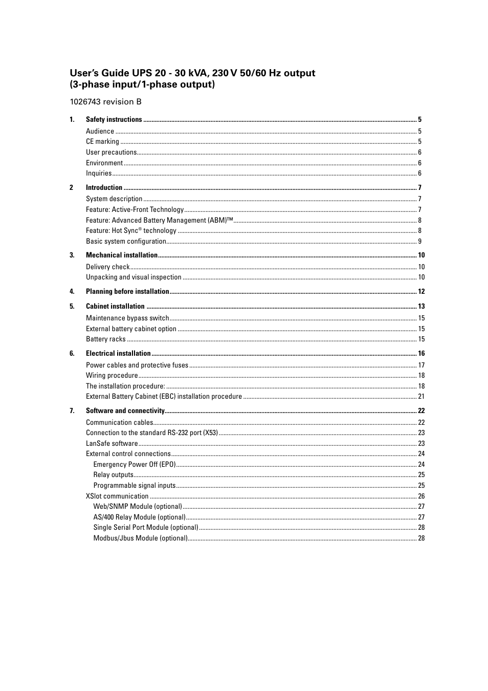 Powerware 9155 UPS20-30kVA User Manual | Page 3 / 52