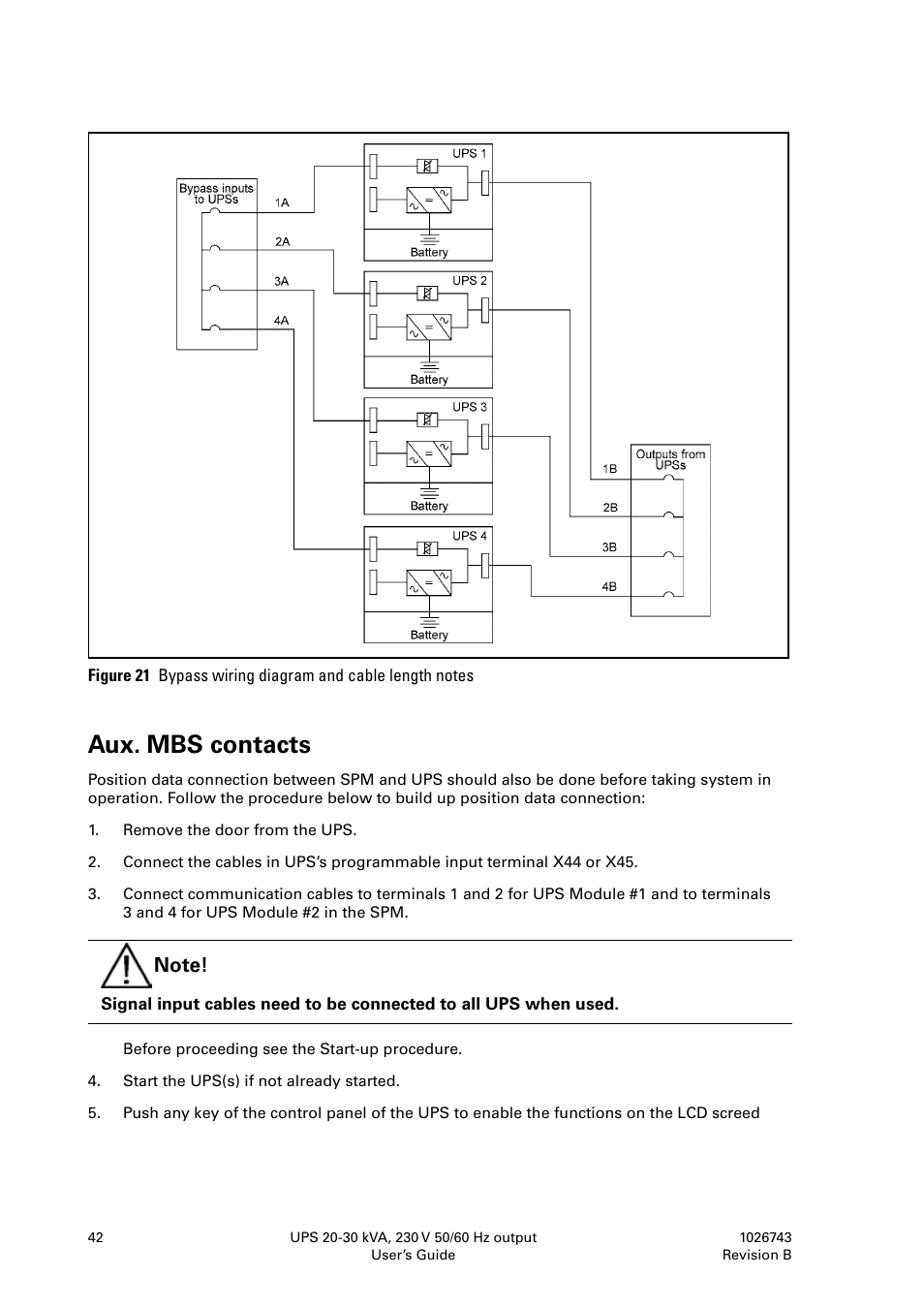 Aux. mbs contacts | Powerware 9155 UPS20-30kVA User Manual | Page 42 / 52