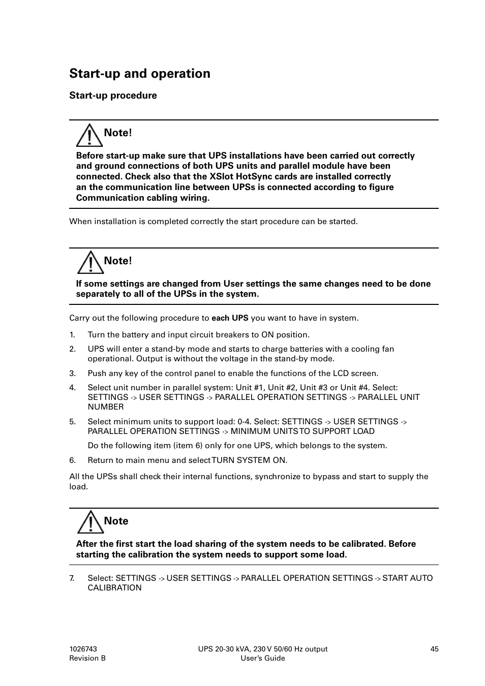 Start-up and operation | Powerware 9155 UPS20-30kVA User Manual | Page 45 / 52