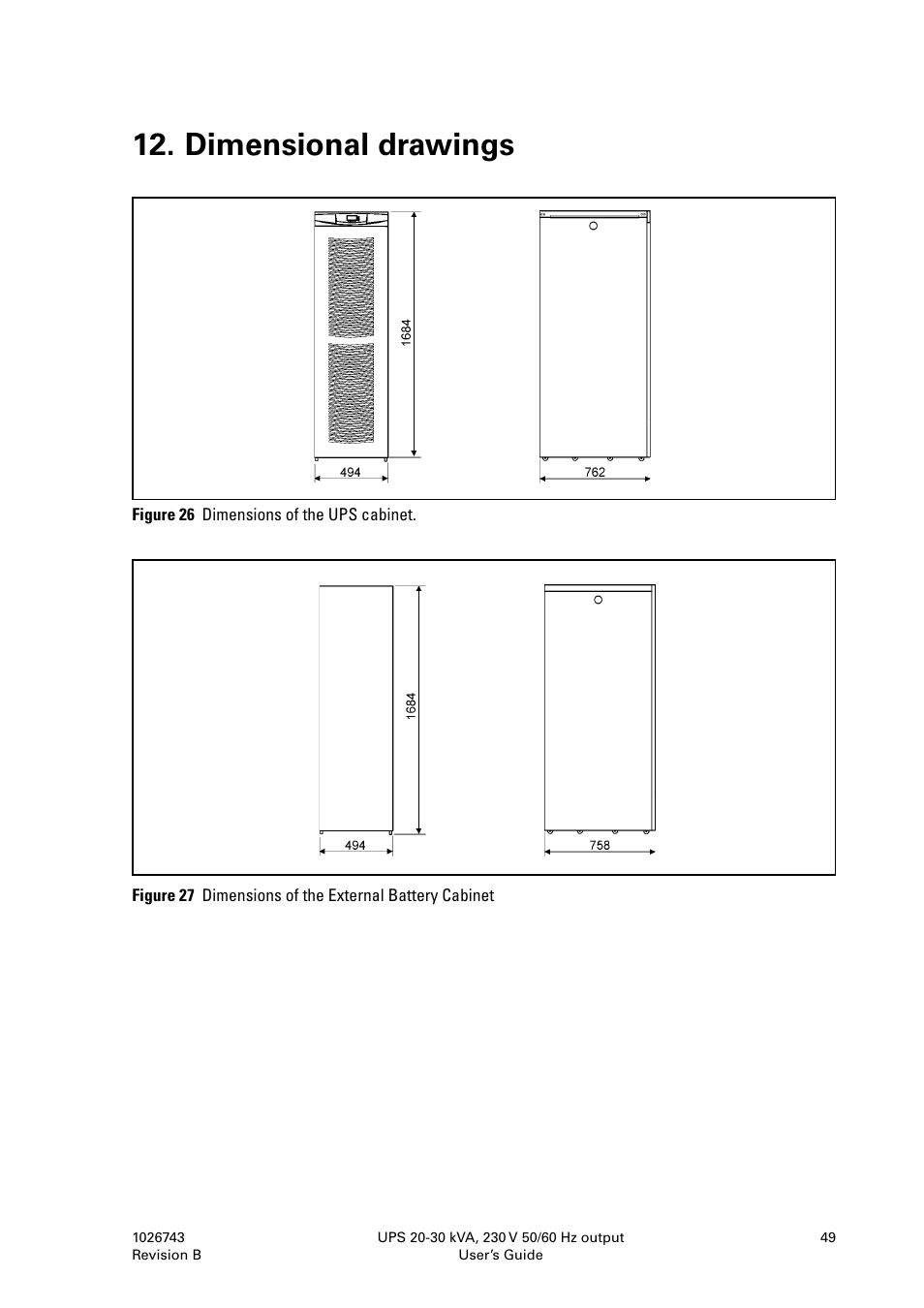 Dimensional drawings | Powerware 9155 UPS20-30kVA User Manual | Page 49 / 52