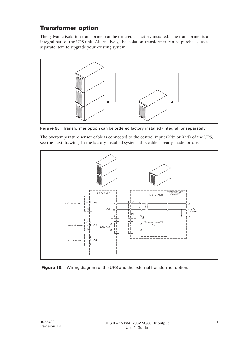 Transformer option | Powerware powereware plus 8 - 10 kVA User Manual | Page 11 / 46