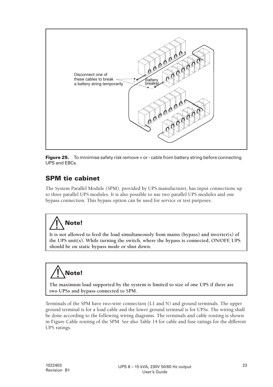 Spm tie cabinet | Powerware powereware plus 8 - 10 kVA User Manual | Page 23 / 46