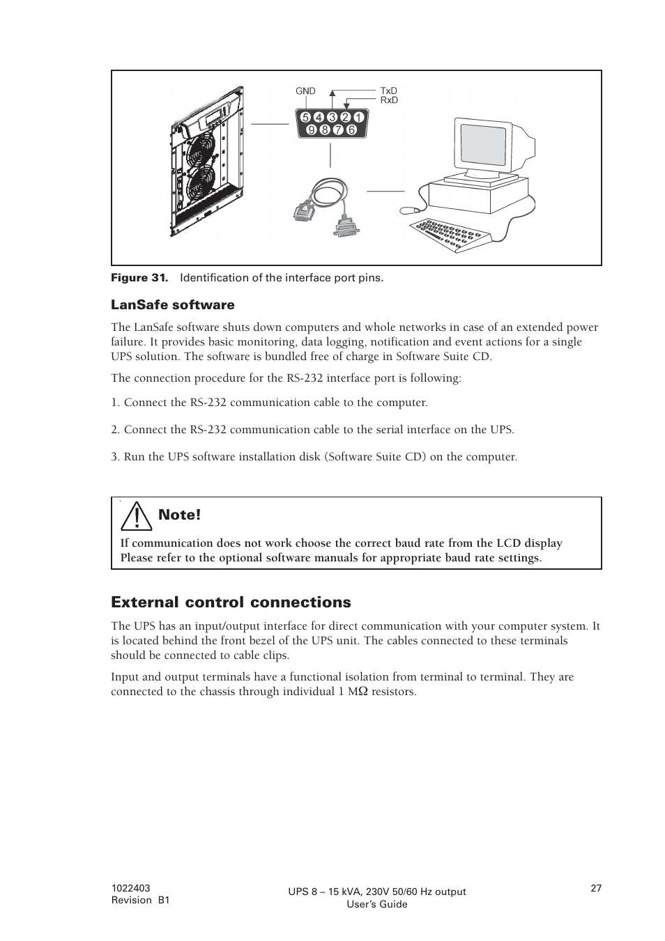 External control connections | Powerware powereware plus 8 - 10 kVA User Manual | Page 27 / 46