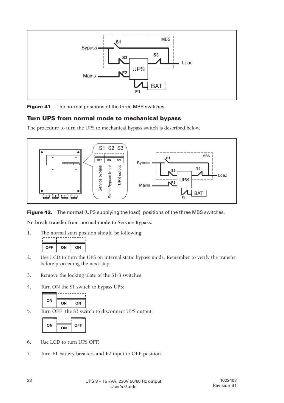 Turn ups from normal mode to mechanical bypass | Powerware powereware plus 8 - 10 kVA User Manual | Page 38 / 46