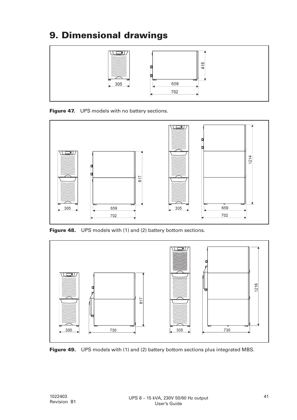 Dimensional drawings | Powerware powereware plus 8 - 10 kVA User Manual | Page 41 / 46