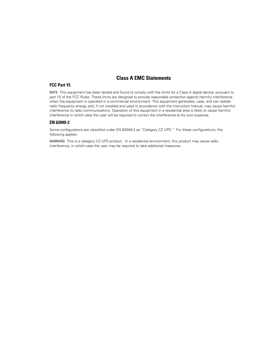 Class a emc statements | Powerware 9135 Two-in-One UPS 5000/6000 VA User Manual | Page 3 / 82