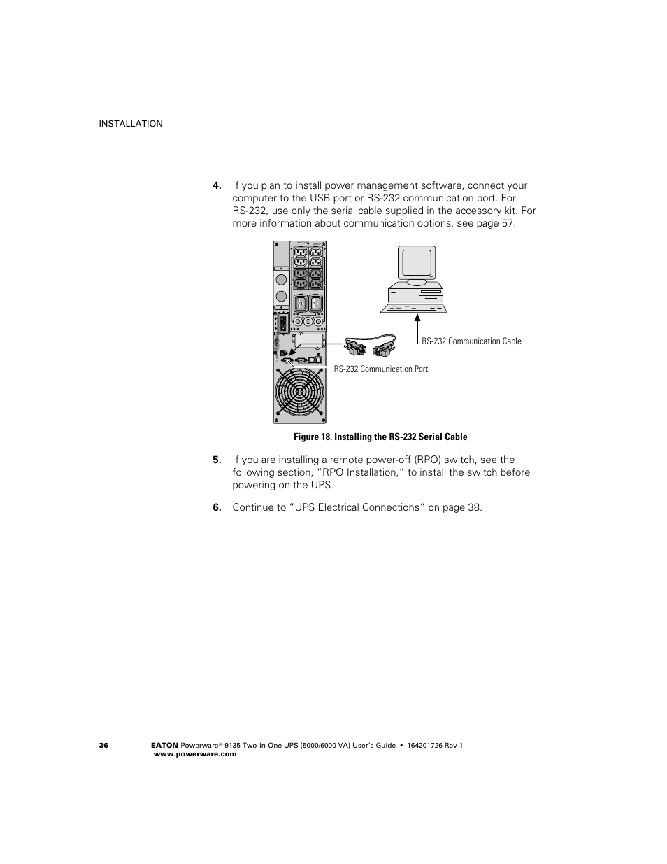 Continue to step 4, Installation | Powerware 9135 Two-in-One UPS 5000/6000 VA User Manual | Page 42 / 82