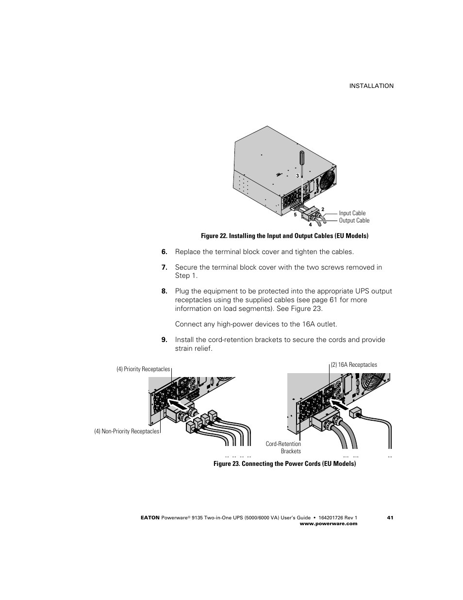 Powerware 9135 Two-in-One UPS 5000/6000 VA User Manual | Page 47 / 82