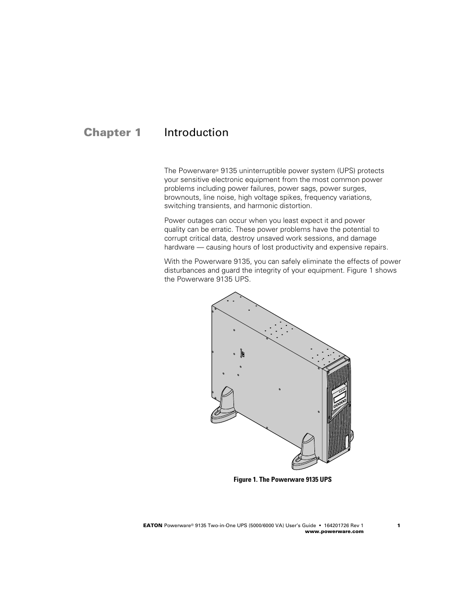 Introduction, Chapter 1 introduction | Powerware 9135 Two-in-One UPS 5000/6000 VA User Manual | Page 7 / 82