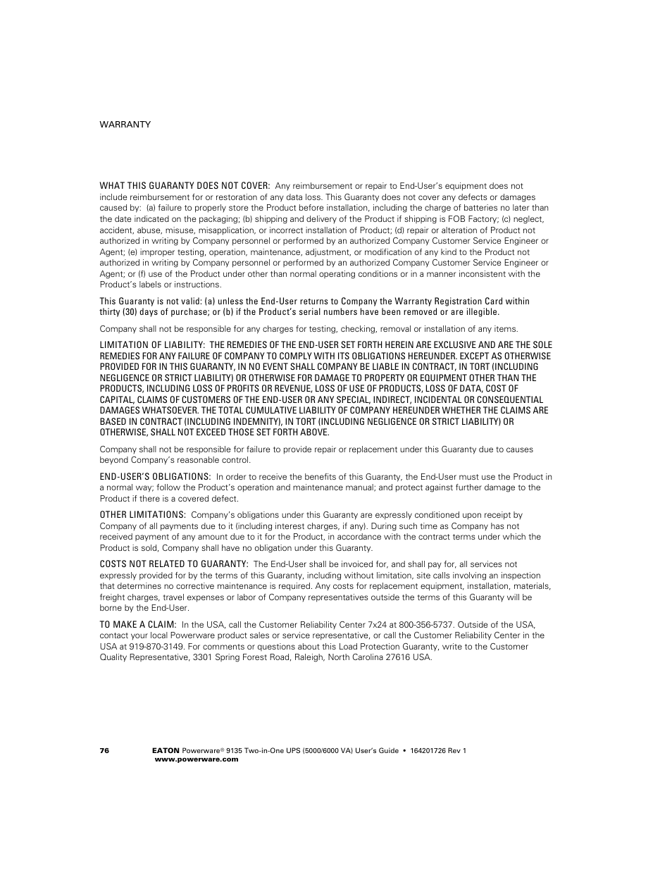 Powerware 9135 Two-in-One UPS 5000/6000 VA User Manual | Page 82 / 82