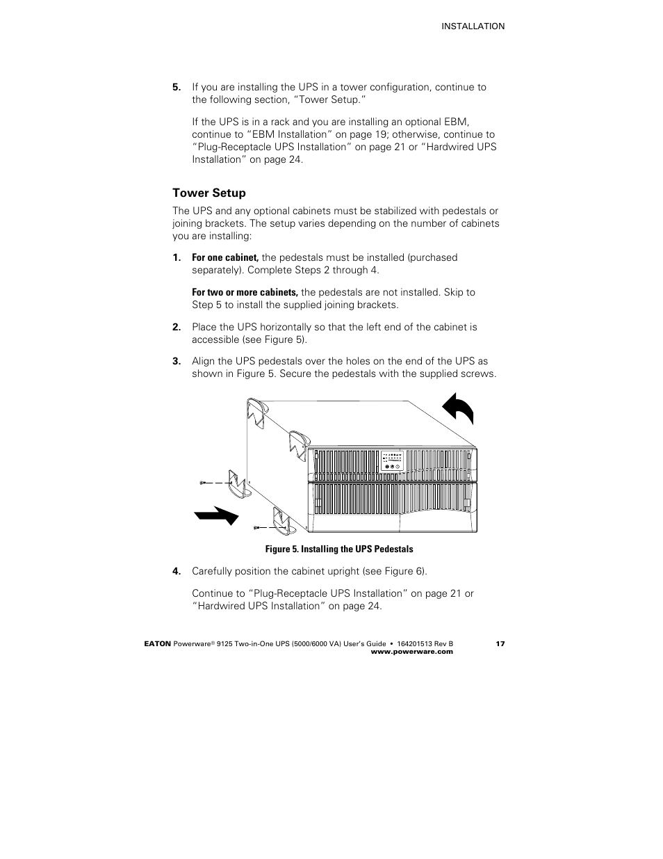 Tower setup | Powerware 9125 Two-in-One UPS 6000 VA User Manual | Page 23 / 66