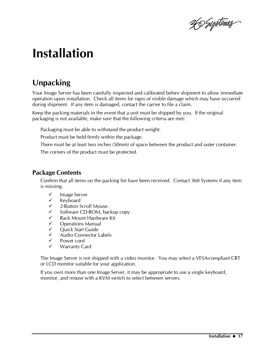 Installation, Unpacking, Package contents | Powerware Model V-2000B User Manual | Page 19 / 137