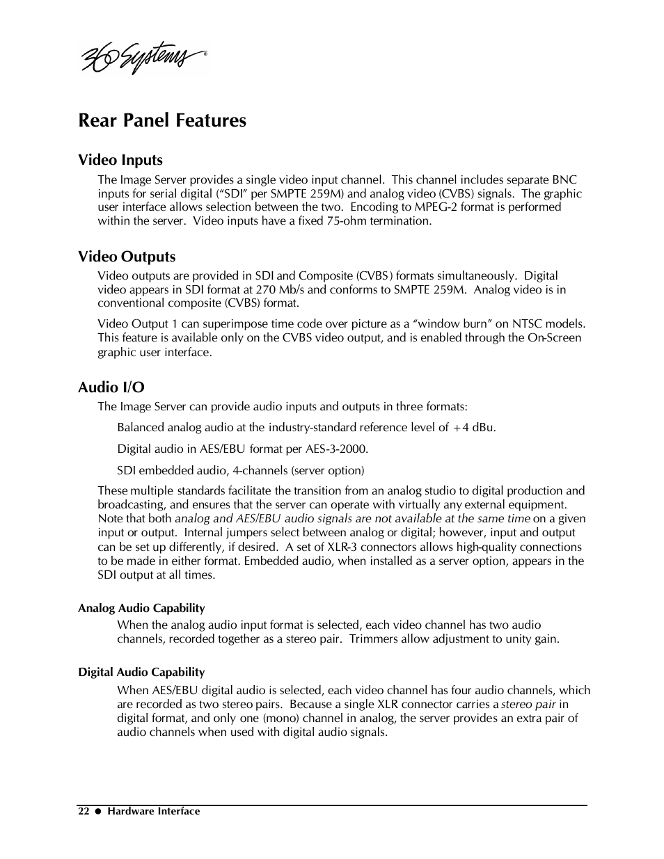 Rear panel features, Video inputs, Video outputs | Audio i/o | Powerware Model V-2000B User Manual | Page 24 / 137