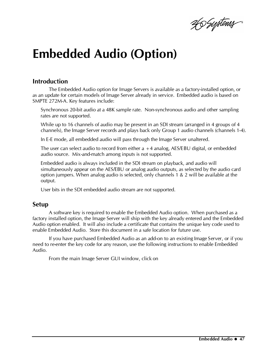 Embedded audio (option), Introduction, Setup | Powerware Model V-2000B User Manual | Page 49 / 137