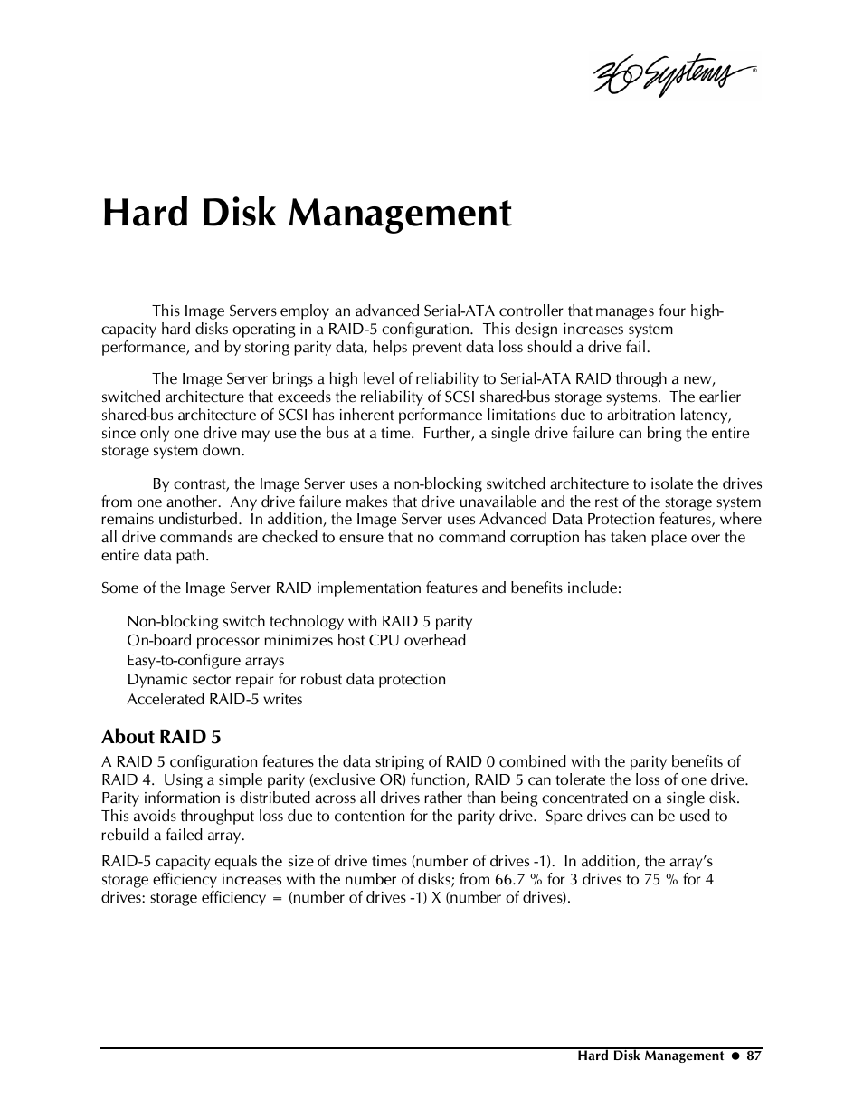 Hard disk management, About raid 5 | Powerware Model V-2000B User Manual | Page 89 / 137