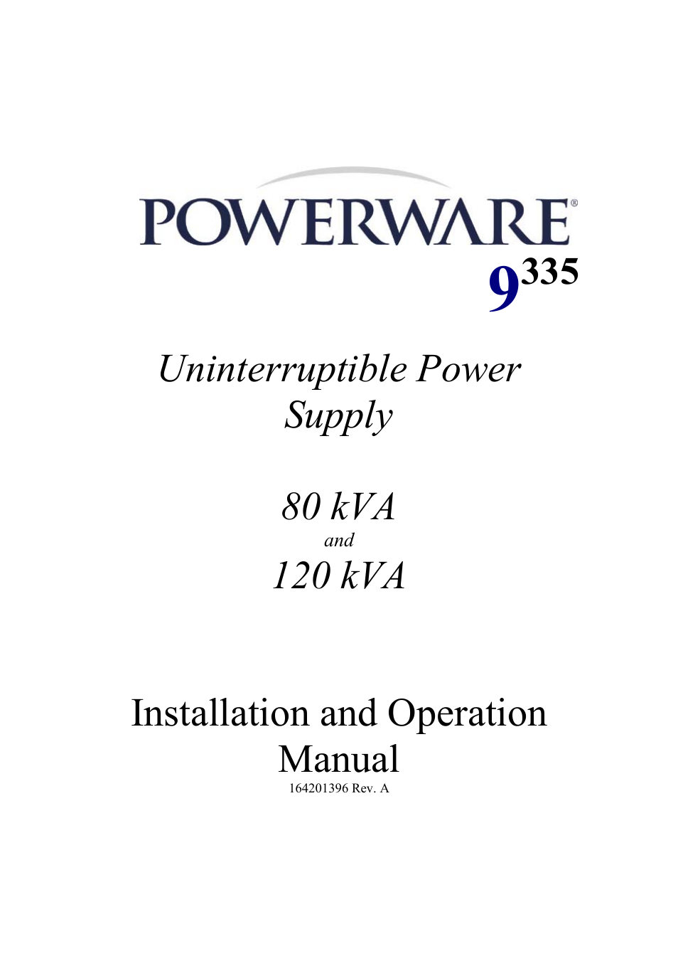 Powerware 9335 User Manual | 100 pages