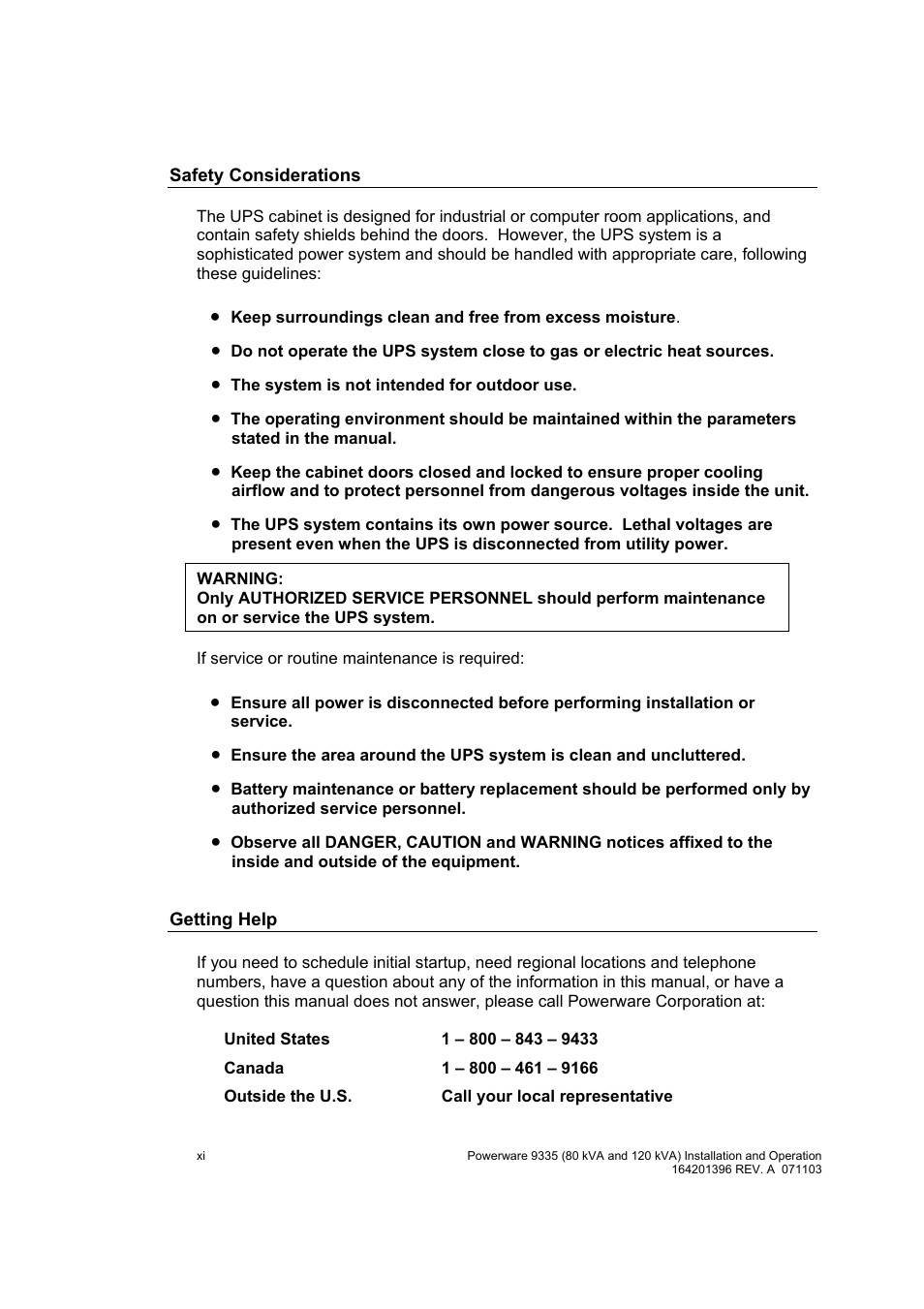 Powerware 9335 User Manual | Page 12 / 100