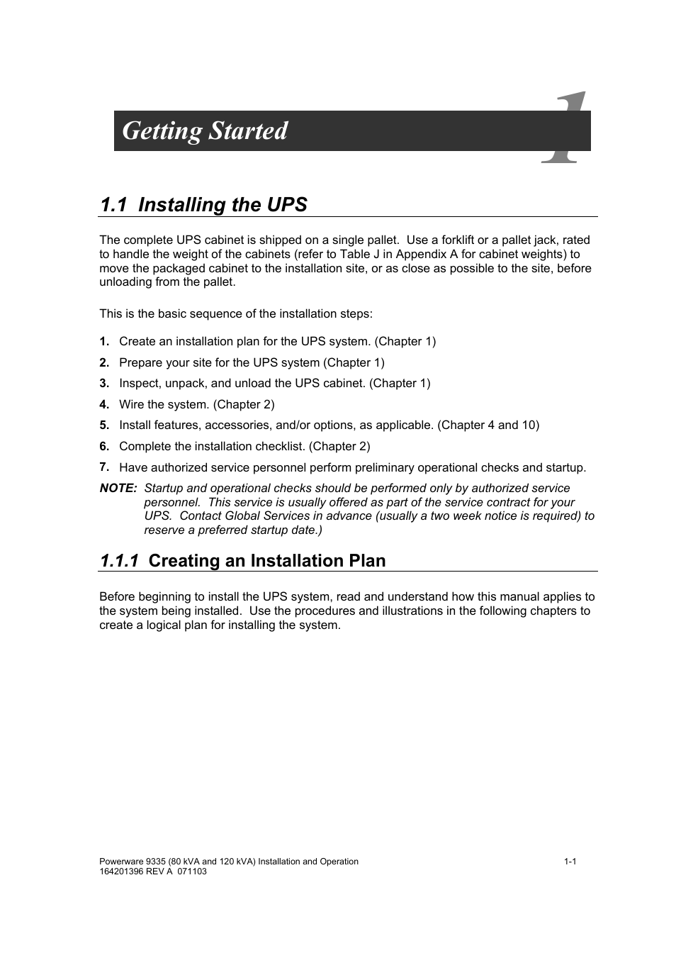 Getting started | Powerware 9335 User Manual | Page 15 / 100