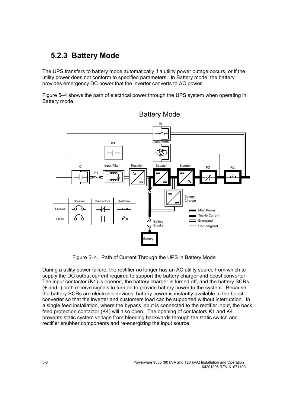 3 battery mode, Battery mode | Powerware 9335 User Manual | Page 38 / 100