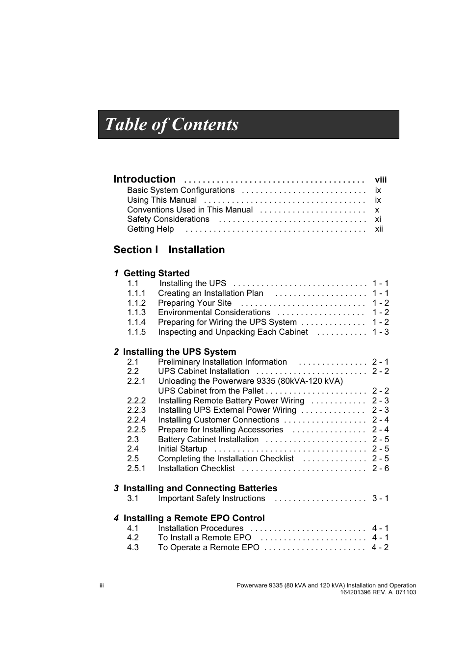 Powerware 9335 User Manual | Page 4 / 100