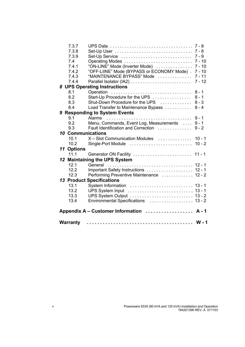 Powerware 9335 User Manual | Page 6 / 100