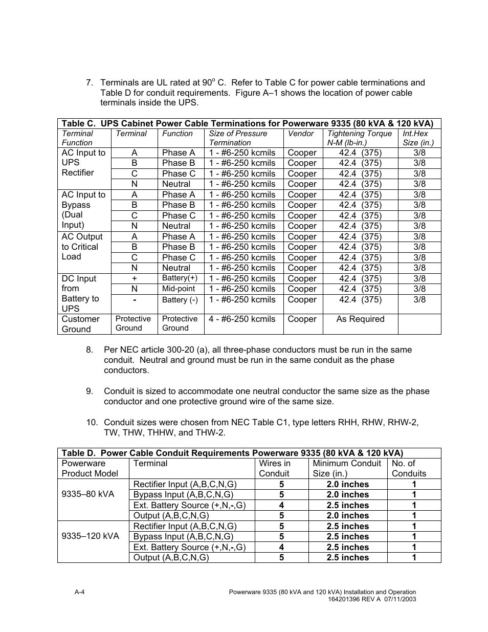 Powerware 9335 User Manual | Page 82 / 100
