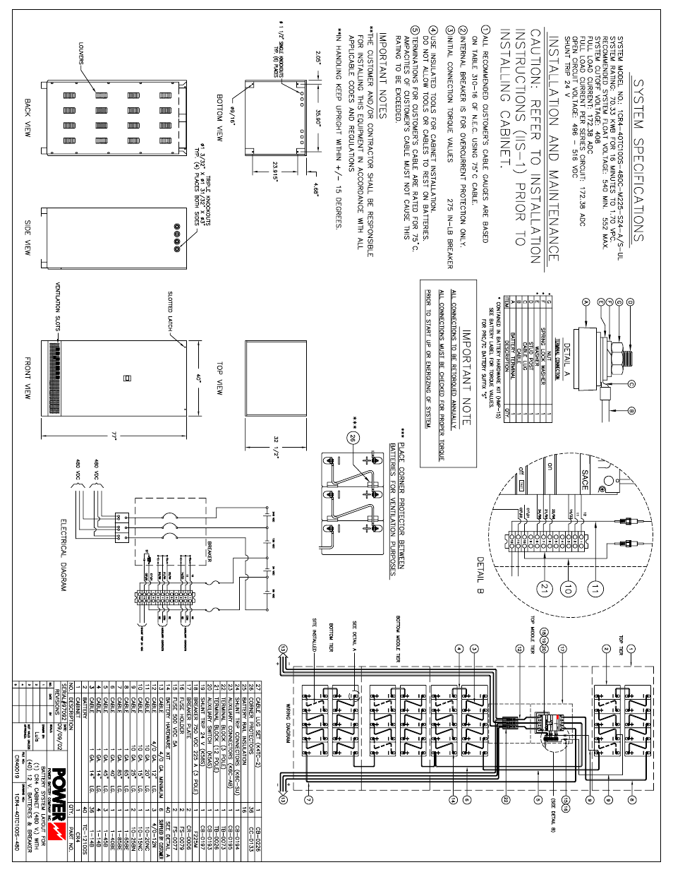 Powerware 9335 User Manual | Page 95 / 100