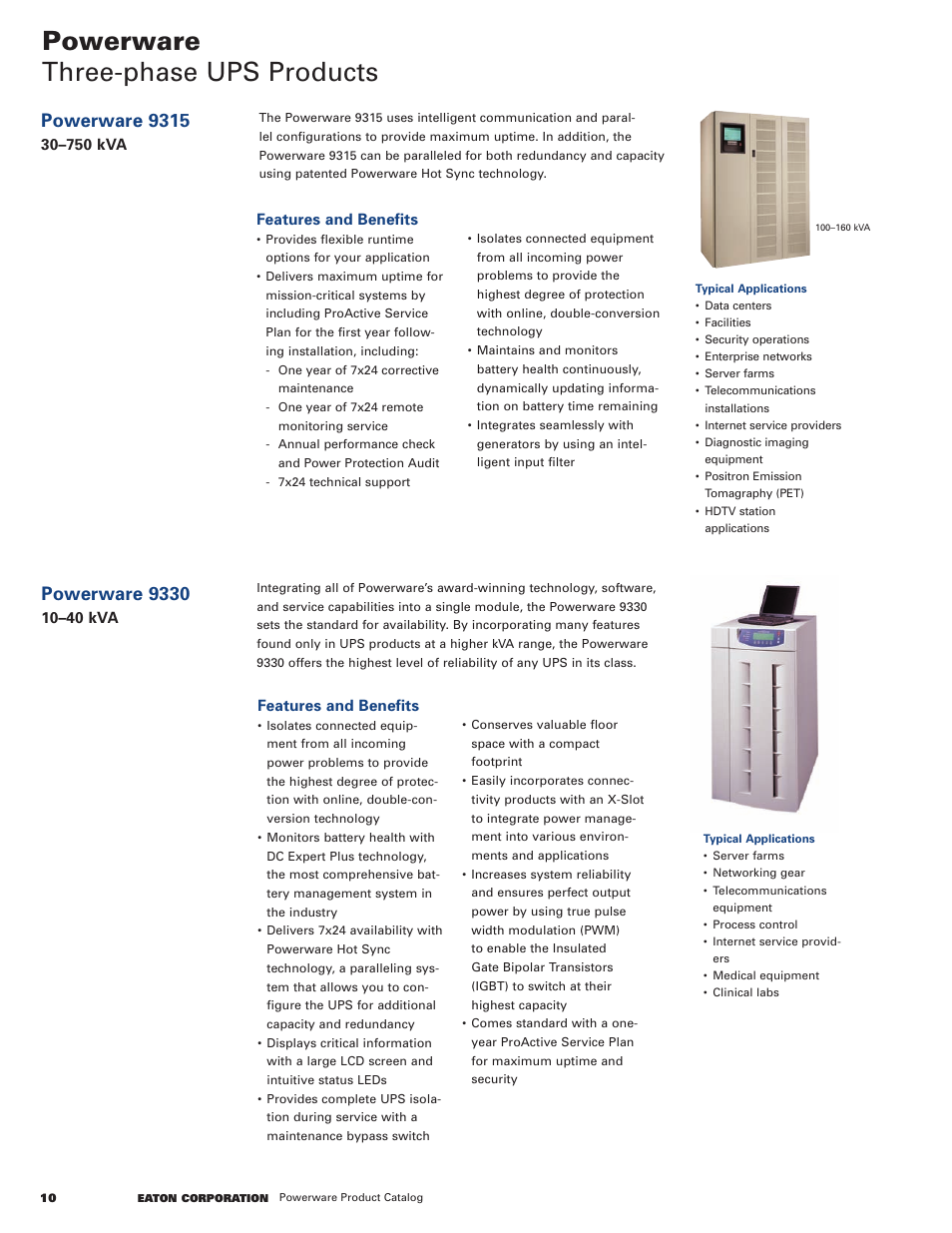 Powerware three-phase ups products, Powerware 9330, Powerware 9315 | Powerware 9120 User Manual | Page 12 / 24