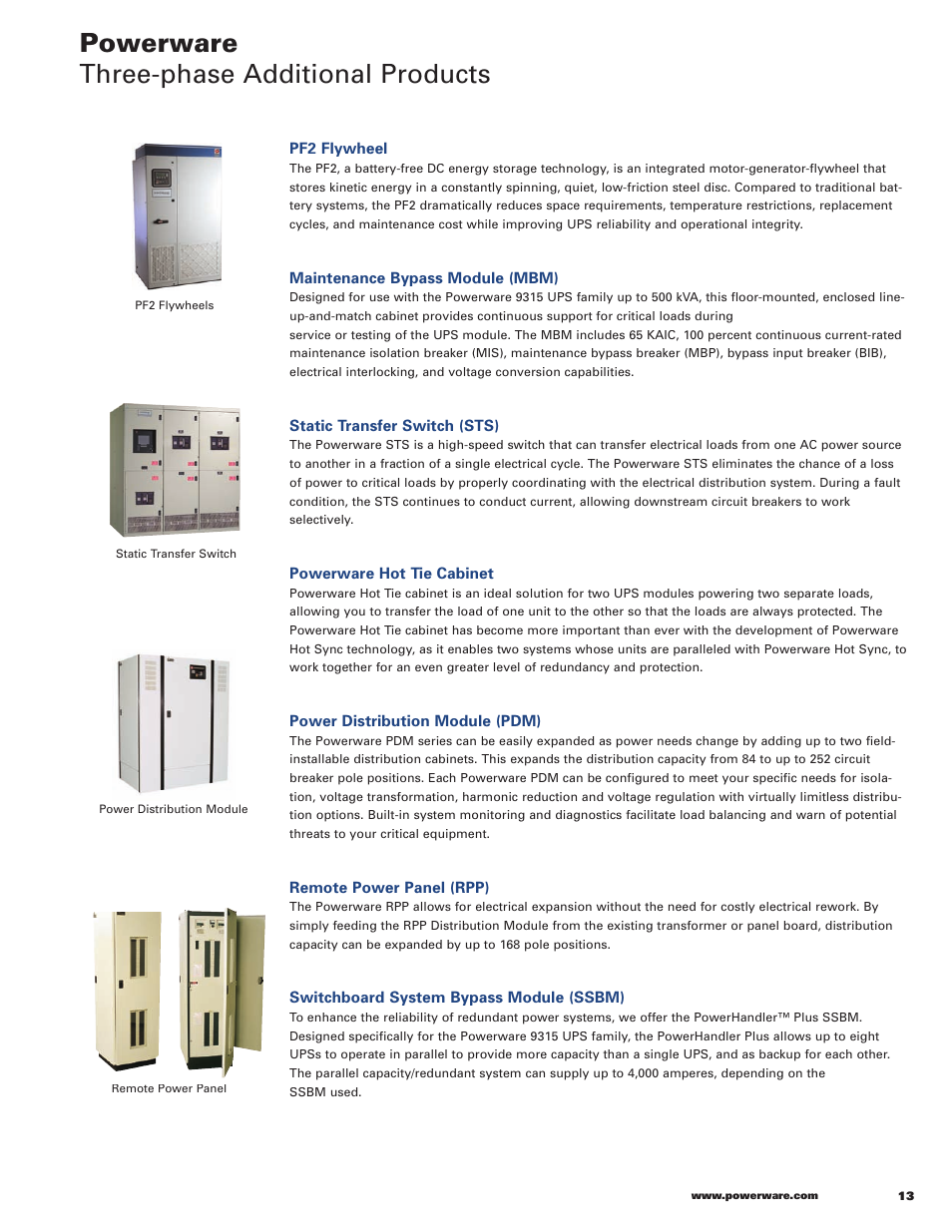 Powerware three-phase additional products | Powerware 9120 User Manual | Page 15 / 24