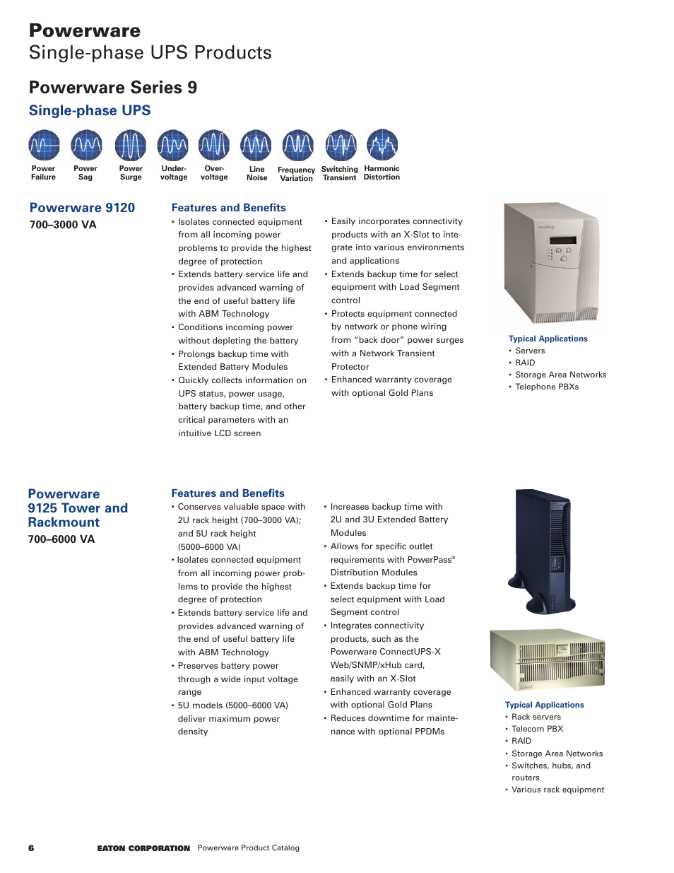 Powerware single-phase ups products, Powerware series 9, Single-phase ups | Powerware 9125 tower and rackmount, Powerware 9120 | Powerware 9120 User Manual | Page 8 / 24