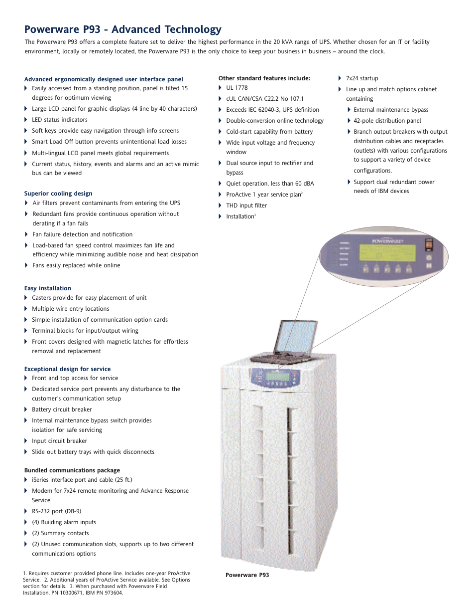 Powerware p93 - advanced technology | Powerware P93 User Manual | Page 2 / 6