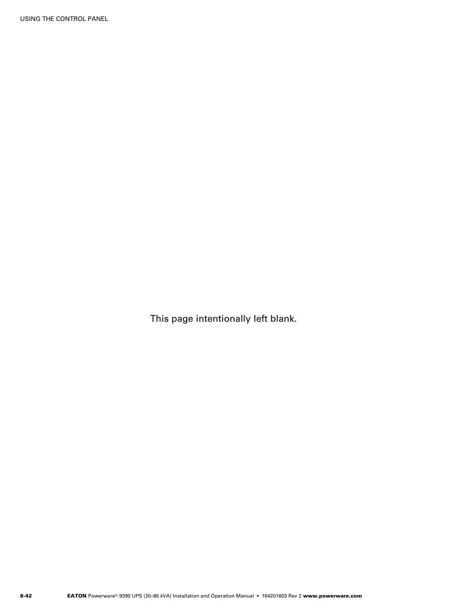 Ups operating instructions, Single module operation, Starting the ups in normal mode | This page intentionally left blank | Powerware 9390 UPS 100160 kVA User Manual | Page 108 / 216