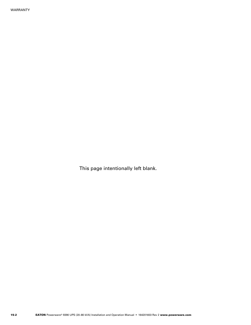 A for wiring and termination requirements, This page intentionally left blank | Powerware 9390 UPS 100160 kVA User Manual | Page 148 / 216