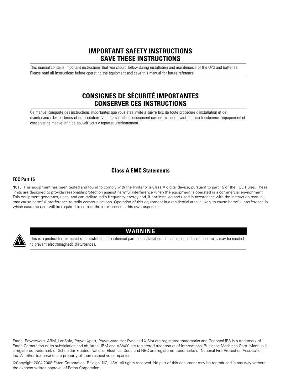 Powerware 9390 UPS 100160 kVA User Manual | Page 2 / 216