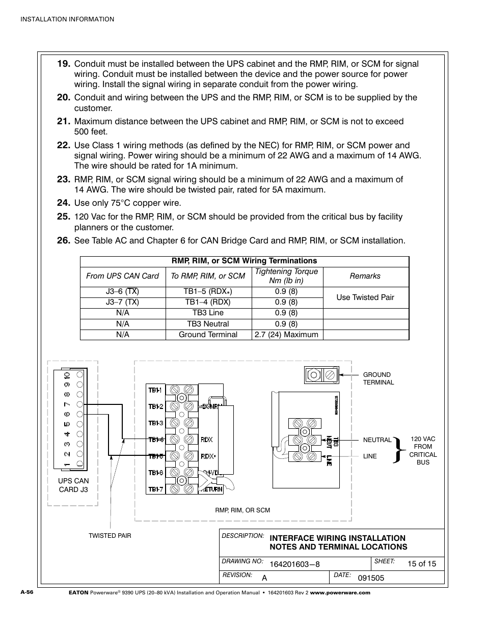 Powerware 9390 UPS 100160 kVA User Manual | Page 204 / 216