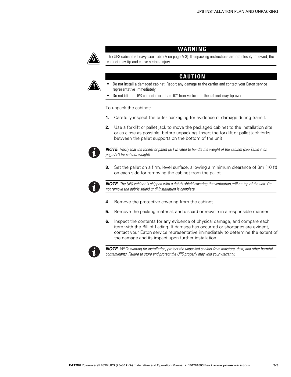 Powerware 9390 UPS 100160 kVA User Manual | Page 25 / 216
