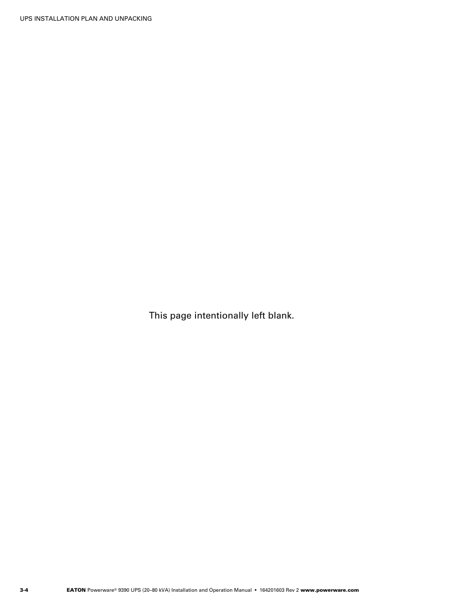 This page intentionally left blank | Powerware 9390 UPS 100160 kVA User Manual | Page 26 / 216