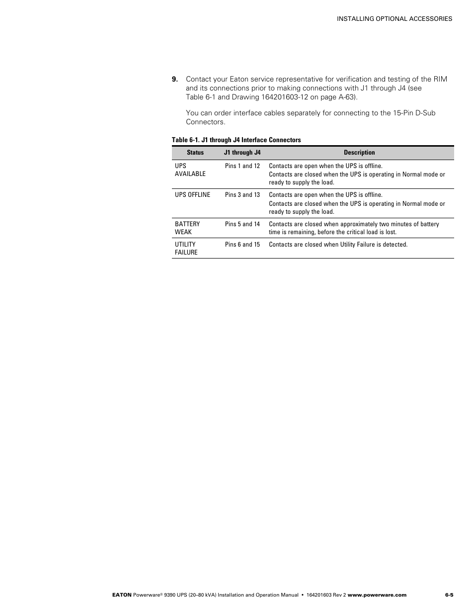 Powerware 9390 UPS 100160 kVA User Manual | Page 47 / 216