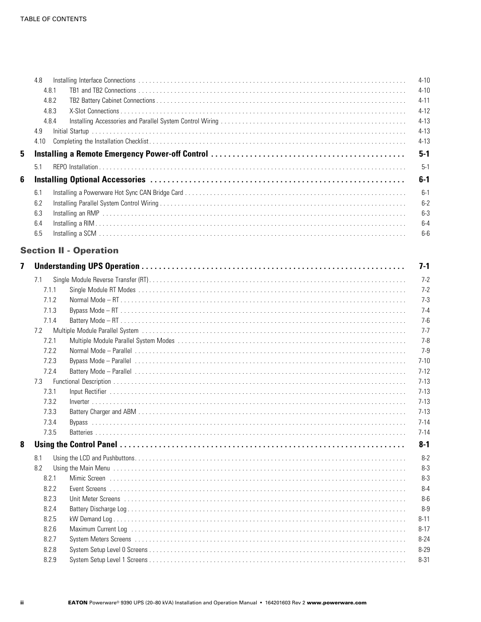 Powerware 9390 UPS 100160 kVA User Manual | Page 6 / 216