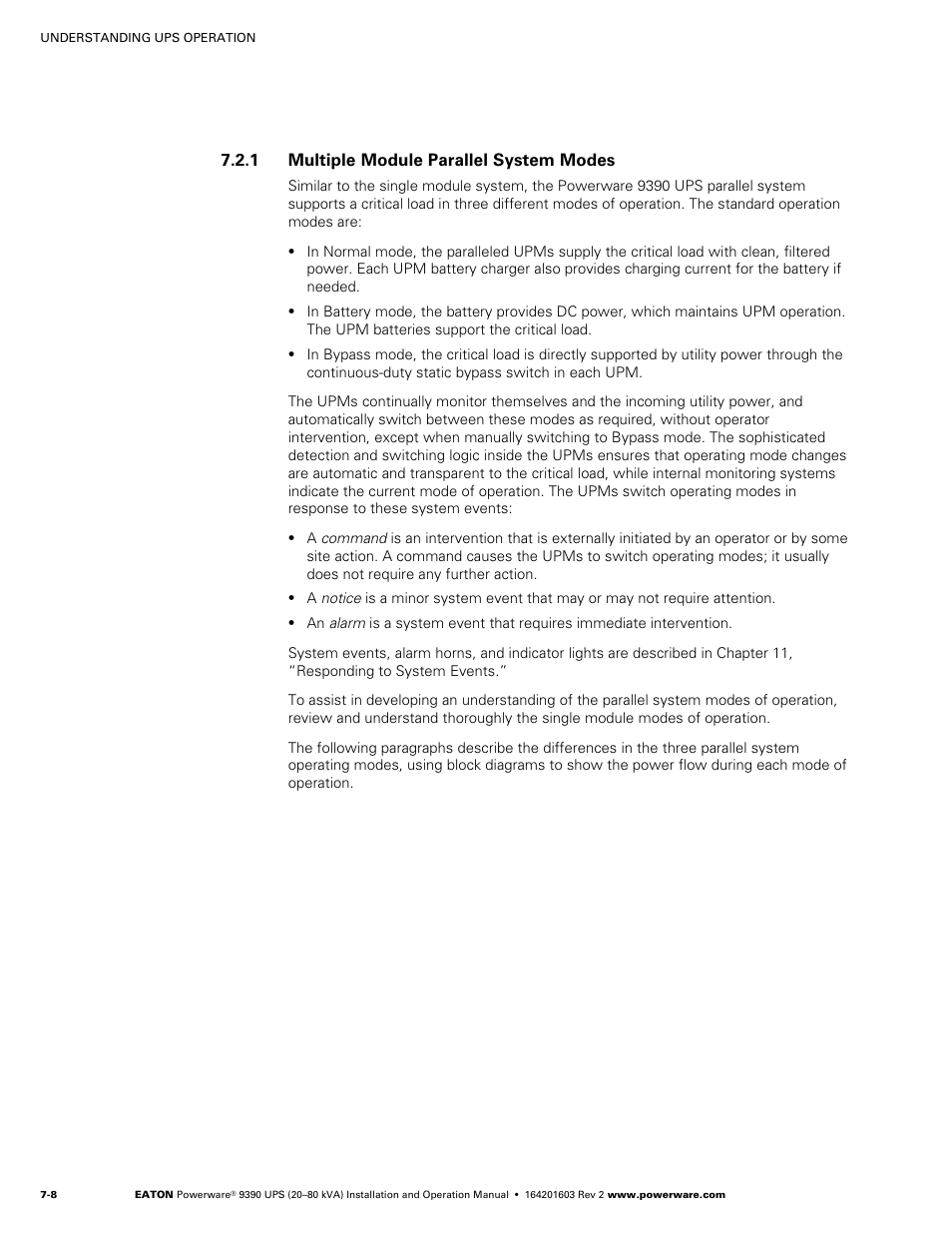 Multiple module parallel system modes | Powerware 9390 UPS 100160 kVA User Manual | Page 60 / 216
