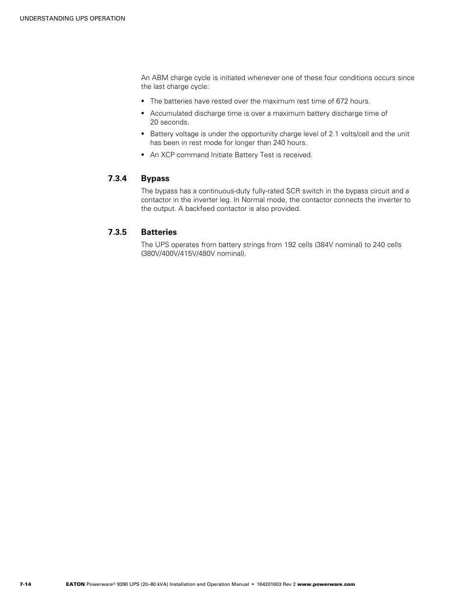Bypass, Batteries | Powerware 9390 UPS 100160 kVA User Manual | Page 66 / 216