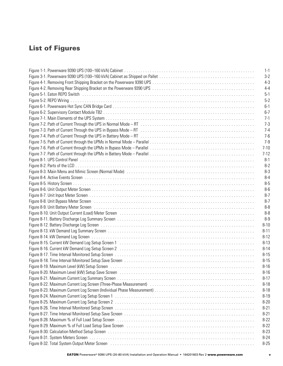 List of figures | Powerware 9390 UPS 100160 kVA User Manual | Page 9 / 216