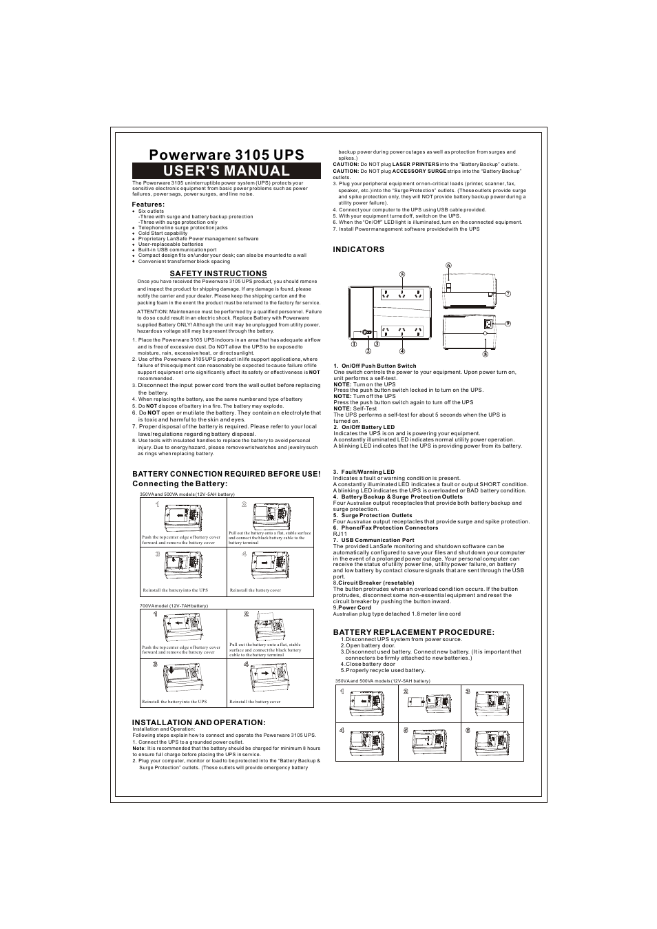 Powerware 3105 User Manual | 2 pages